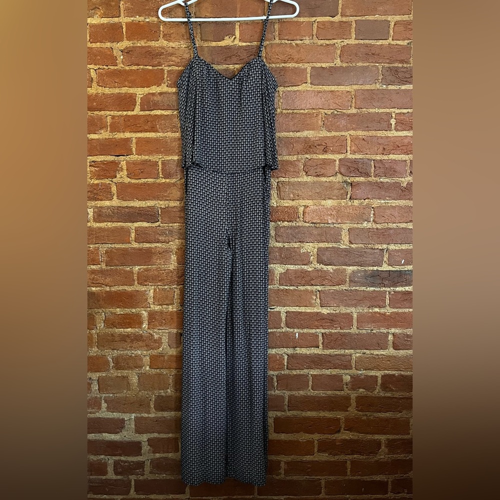 Anthropologie Elevenses Wide-Leg Navy Jumpsuit — XS
